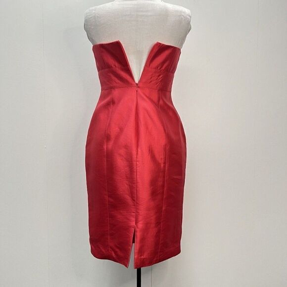 Kay Unger Silk Strapless Mini Dress Sheath Red Size 2 - Picture 6 of 14